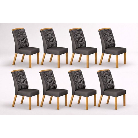 Kit 8 Cadeiras Maciça de Jantar Estofada Ilhéus- Arbo Design