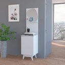 Ver imagem 1 de Aparador Multiuso com 1 Porta Gancho Prateleira e Espelho Orgânico Ap Branco