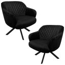 Ver imagem 1 de Kit 2 Poltronas Decorativas Kitana Pés Preto Giratório Veludo Preto - Gran Belo