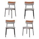 Ver imagem 1 de Kit com 4 Cadeiras para Sala de Jantar Mona Yescasa Cinza Corriente/Caramelo