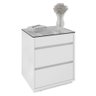 Mesa de Cabeceira Tampo de Vidro 50cm 3 Gavetas Belize C14 Branco - Mpozenato - 1