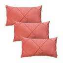 Ver imagem 1 de Kit 3 Capas para Almofada em Veludo Drapeada Retangular 60x40 Cor:rosa Coral