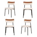 Ver imagem 1 de Kit com 4 Cadeiras para Sala de Jantar Mona Yescasa Branco/Palha Corriente/Caramelo