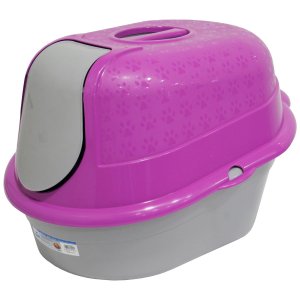 Sanitário para Gatos Fechado com Bandeja e Porta Cat Toalete Rosa Furacão Pet 01422
