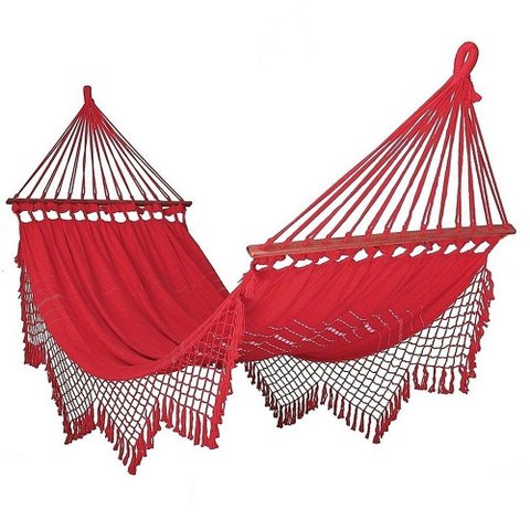 Rede Grande de Dormir Americana com Madeira Várias Cores Cor:vermelho