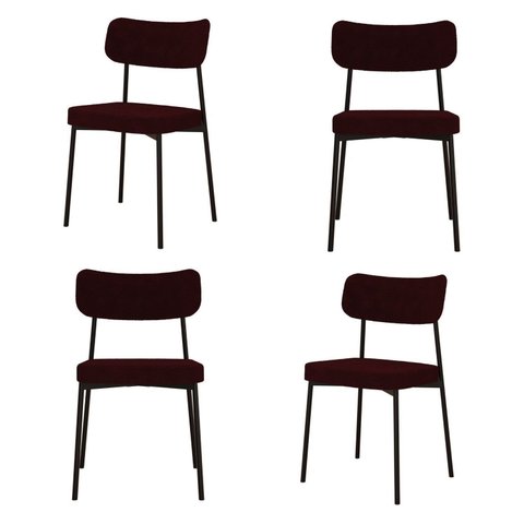 Kit com 4 Cadeiras para Sala de Jantar Mona Yescasa Vermelho/Bordô
