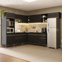 Ver imagem 1 de Armário Cozinha Modulada Completa de Canto 8 Peças Florença Multimóveis MP2446 Preto