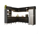 Ver imagem 2 de Armário Cozinha Modulada Completa de Canto 8 Peças Florença Multimóveis MP2446 Preto
