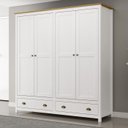 Ver imagem 2 de Guarda Roupa 4p 2g Madeira Maciça 176 Cm 9105 Branco Freijo Milani Store