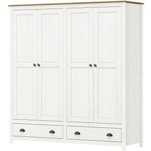 Guarda Roupa 4p 2g Madeira Maciça 176 Cm 9105 Branco Freijo Milani Store
