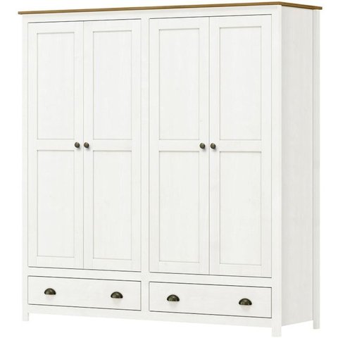 Guarda Roupa 4p 2g Madeira Maciça 176 Cm 9105 Branco Freijo Milani Store