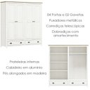 Ver imagem 3 de Guarda Roupa 4p 2g Madeira Maciça 176 Cm 9105 Branco Freijo Milani Store