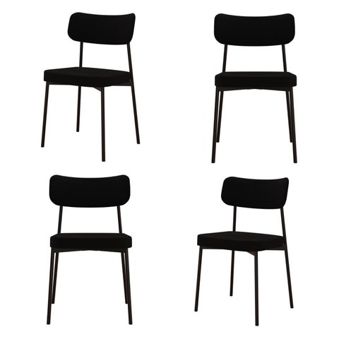 Kit com 4 Cadeiras para Sala de Jantar Mona Yescasa Preto