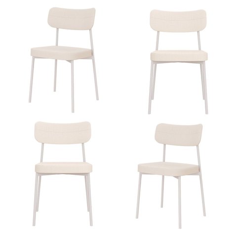 Kit com 4 Cadeiras para Sala de Jantar Mona Yescasa Branco/Palha Corriente