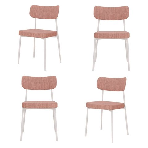 Kit com 4 Cadeiras para Sala de Jantar Mona Yescasa Rosa/Linked/Branco