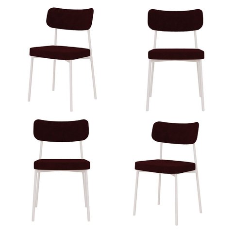 Kit com 4 Cadeiras para Sala de Jantar Mona Yescasa Vermelho/Bordô/Branco