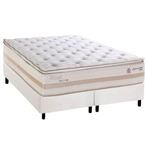 Conjunto Box Queen: Colchão Molas Herval Maxspring Real + Base Crc Corano White (158x198)