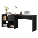 Ver imagem 6 de Mesa de Escritório Escrivaninha com Tampo Giratório para Computador Home Office 2 Gavetas Preta