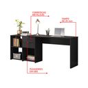 Ver imagem 6 de Mesa de Escritório Escrivaninha com Tampo Giratório para Computador Home Office 2 Gavetas Preta