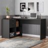 Mesa de Escritório Escrivaninha com Tampo Giratório para Computador Home Office 2 Gavetas Preta - 1