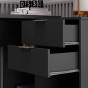 Ver imagem 3 de Mesa de Escritório Escrivaninha com Tampo Giratório para Computador Home Office 2 Gavetas Preta