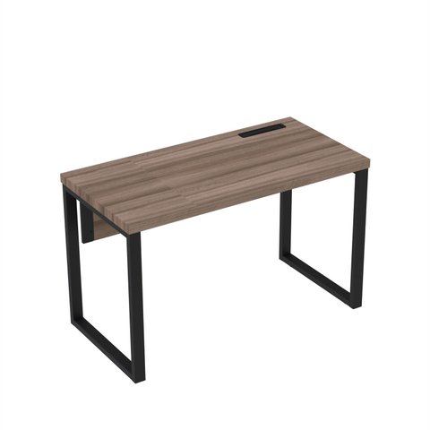 Estação de Trabalho Mesa Plataforma Escritório Tubular para 1 Pessoa com Caixa de Tomada PE40TUB Marrom/Preto