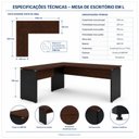 Ver imagem 7 de Mesa em "L" (Mesa 1,50m + Mesa Auxiliar) - s/ Gavetas - Workstart - Marsala / Preto - 23476