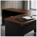 Ver imagem 5 de Mesa em "L" (Mesa 1,50m + Mesa Auxiliar) - s/ Gavetas - Workstart - Marsala / Preto - 23476