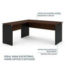 Ver imagem 1 de Mesa em "L" (Mesa 1,50m + Mesa Auxiliar) - s/ Gavetas - Workstart - Marsala / Preto - 23476