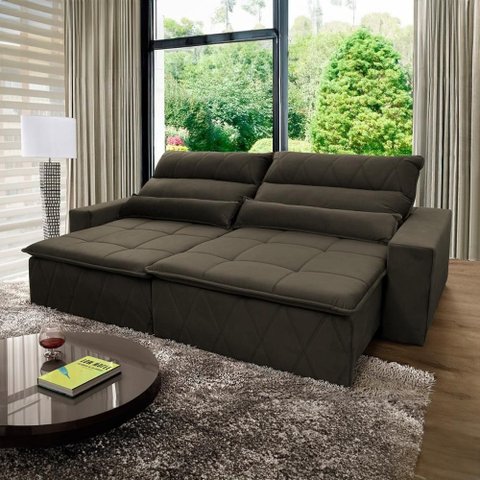 Sofá Retrátil Reclinável Amsterdam 2,10m Suede Velut Molas no Assento - King House
