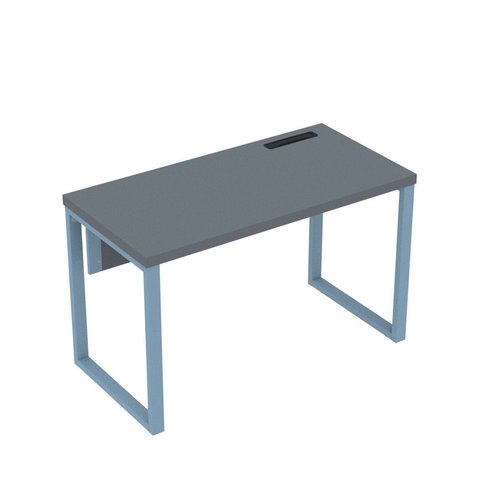 Estação de Trabalho Mesa Plataforma Escritório Tubular para 1 Pessoa com Caixa de Tomada PE40TUB Cinza/Grafito/Azul Dali