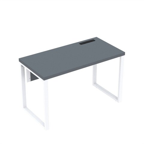 Estação de Trabalho Mesa Plataforma Escritório Tubular para 1 Pessoa com Caixa de Tomada PE40TUB Cinza/Grafito/Branco