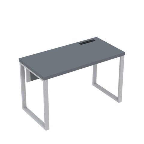 Estação de Trabalho Mesa Plataforma Escritório Tubular para 1 Pessoa com Caixa de Tomada PE40TUB Cinza/Grafito