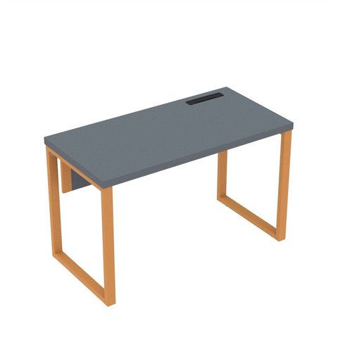 Estação de Trabalho Mesa Plataforma Escritório Tubular para 1 Pessoa com Caixa de Tomada PE40TUB Cinza/Grafito/Laranja