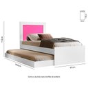 Ver imagem 4 de Bicama Solteiro Com Cama Auxiliar Bibox com Colchão Luara Branco/Rosa