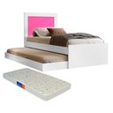 Ver imagem 1 de Bicama Solteiro Com Cama Auxiliar Bibox com Colchão Luara Branco/Rosa