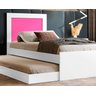 Bicama Solteiro Com Cama Auxiliar Bibox com Colchão Luara Branco/Rosa - 2