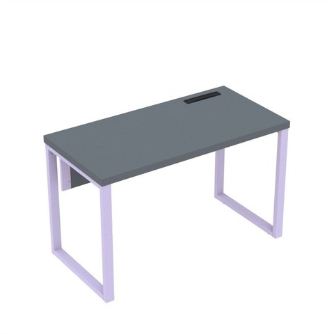 Estação de Trabalho Mesa Plataforma Escritório Tubular para 1 Pessoa com Caixa de Tomada PE40TUB Cinza/Grafito/Lilas