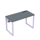 Ver imagem 1 de Estação de Trabalho Mesa Plataforma Escritório Tubular para 1 Pessoa com Caixa de Tomada PE40TUB Cinza/Grafito/Lilas