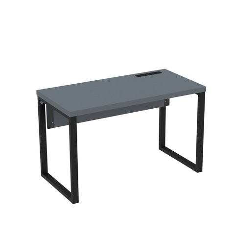 Estação de Trabalho Mesa Plataforma Escritório Tubular para 1 Pessoa com Caixa de Tomada PE40TUB Cinza/Grafito/Preto