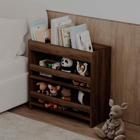 Organizador Infantil Petiz para Livros e Brinquedos Nogal