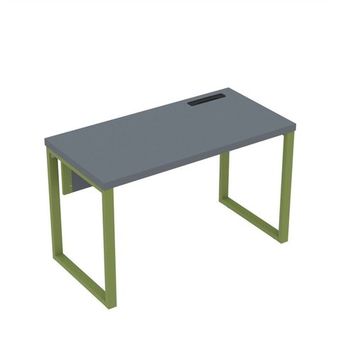 Estação de Trabalho Mesa Plataforma Escritório Tubular para 1 Pessoa com Caixa de Tomada PE40TUB Cinza/Grafito/Verde