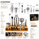 Ver imagem 4 de Kit Bartender Coqueteleira com Acessórios e Suporte de Bambu