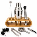 Ver imagem 2 de Kit Bartender Coqueteleira com Acessórios e Suporte de Bambu