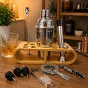 Ver imagem 1 de Kit Bartender Coqueteleira com Acessórios e Suporte de Bambu