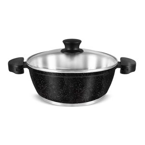 Panela Tradicional Gulê Pro 16 Tampa de Vidro Alumínio Fundido Preto