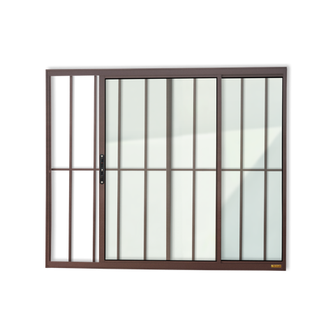 Janela Alumínio Confort 2F.c/Grade 100 x 80 V.Liso Marrom Corten Brimak