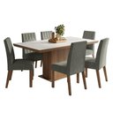 Ver imagem 2 de Conjunto Sala de Jantar Tampo de Madeira 6 Cadeiras Rustic/Branco/Silver Luso Madesa