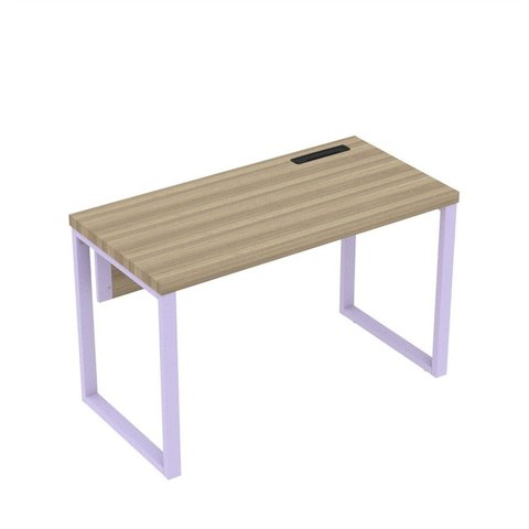 Estação de Trabalho Mesa Plataforma Escritório Tubular para 1 Pessoa com Caixa de Tomada PE40TUB Marrom/Noce Marromle/Lilas