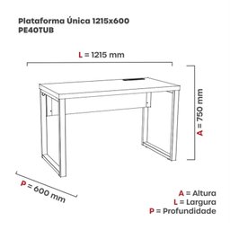 Estação de Trabalho Mesa Plataforma Escritório Tubular para 1 Pessoa com Caixa de Tomada PE40TUB - 4